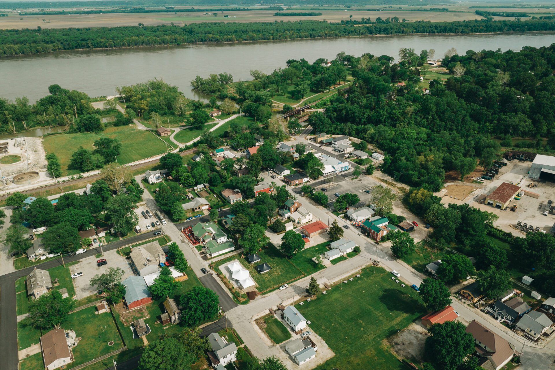 Kimmswick, Missouri photo aerial shot of the merwede canal near the arkel village located in the netherlands
